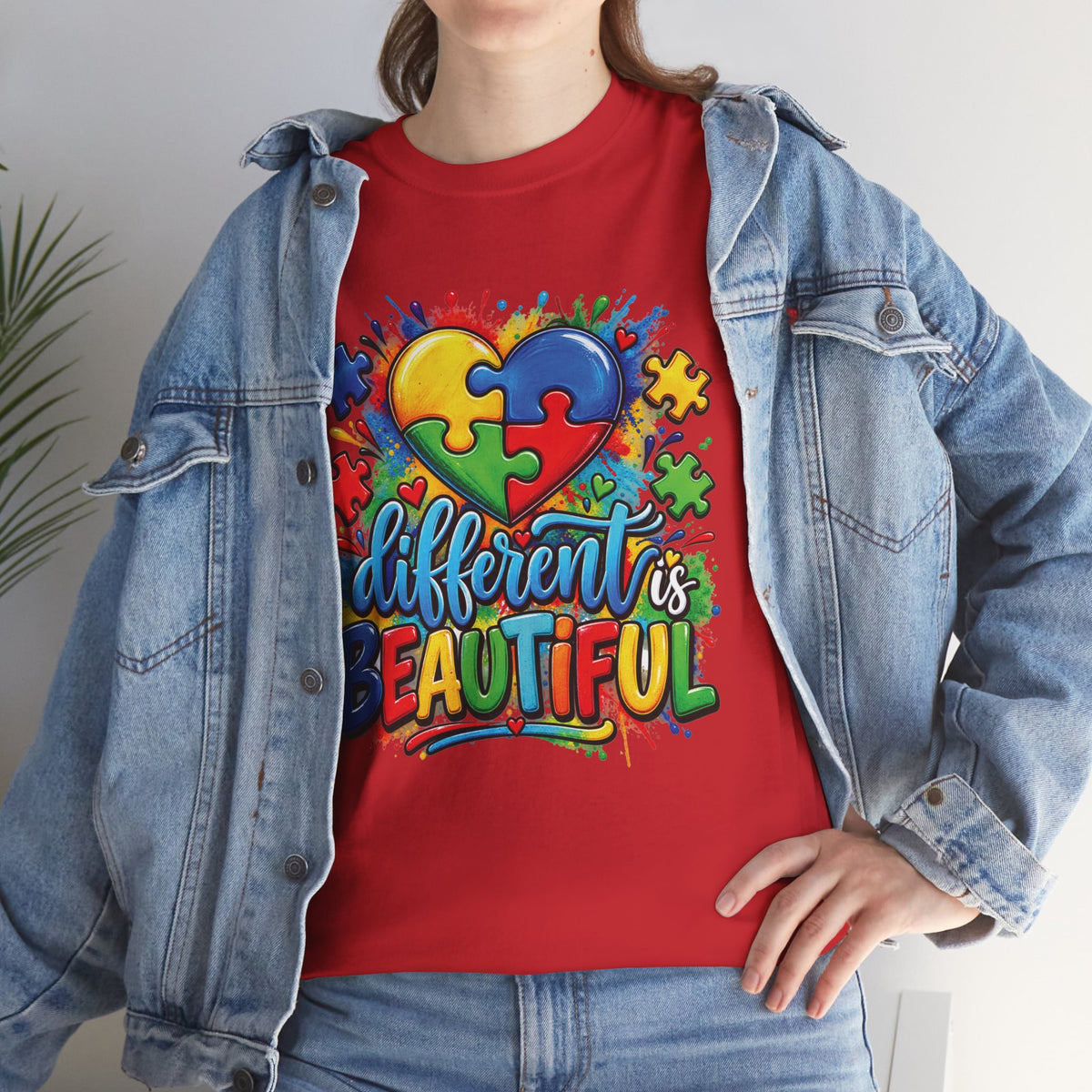 Different Is Beautiful Autism Puzzle Heart T-Shirt | Neurodiversity Awareness Tee