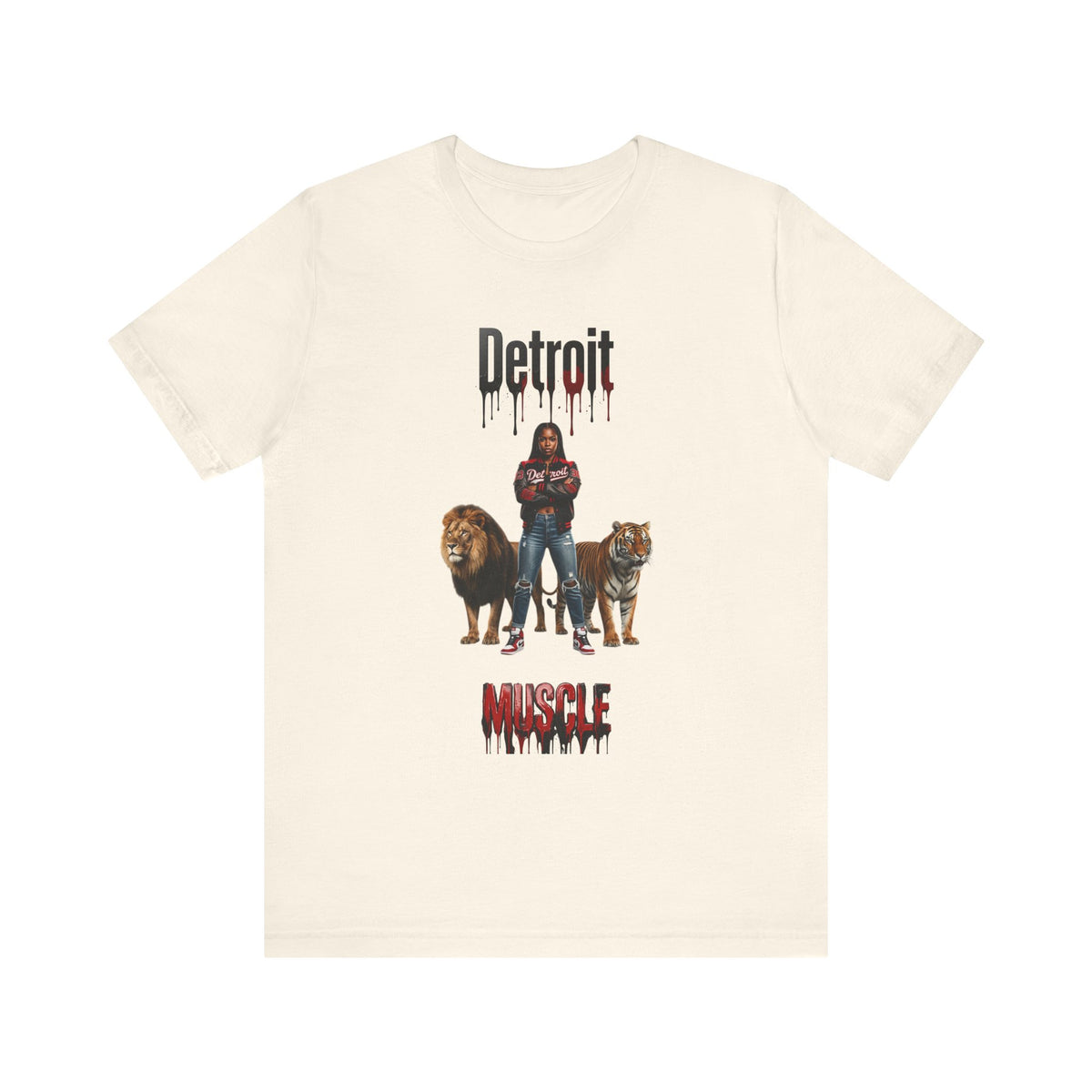 Detroit Muscle T-Shirt | Lion and Tiger Illustration