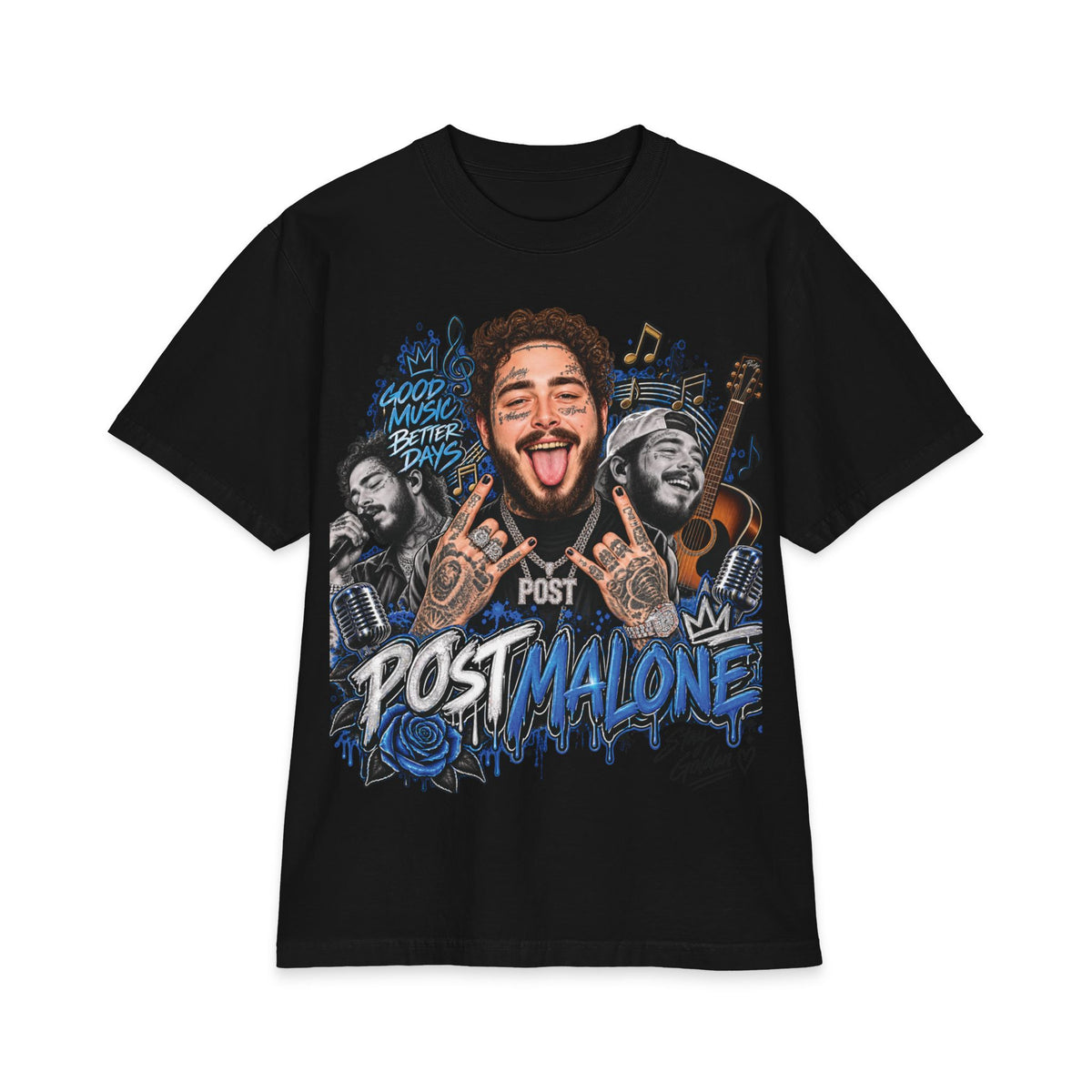 Malone Portrait T-Shirt | Musician Graphic Tee, Lyric Art