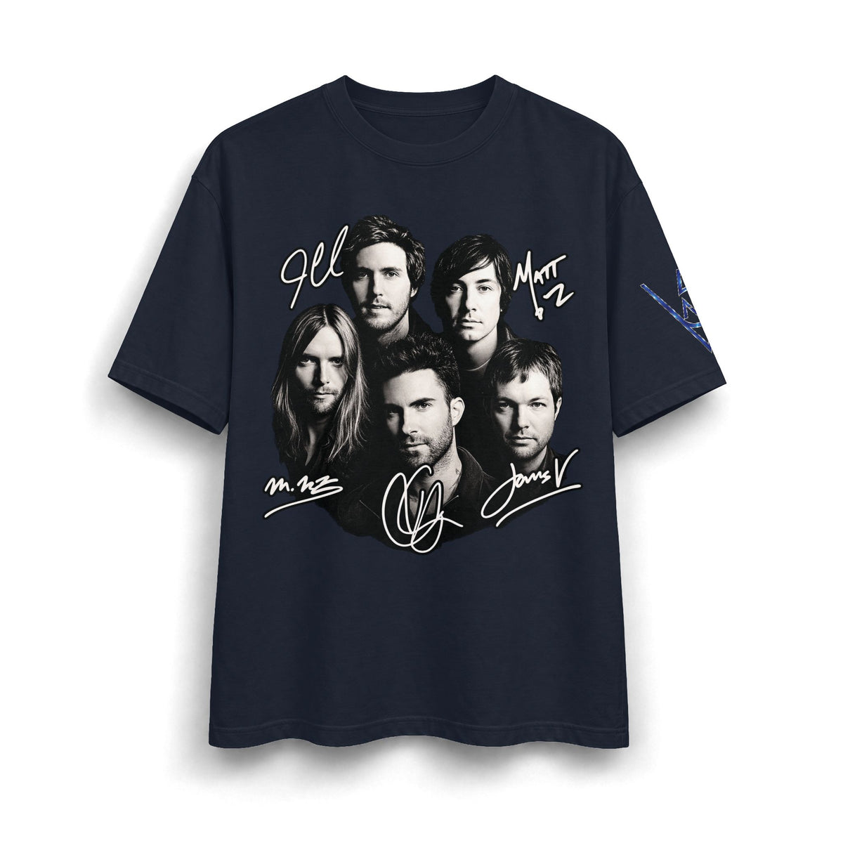 Signed Band Portrait T-Shirt Maroon 5 | Retro Rock Logo on Back