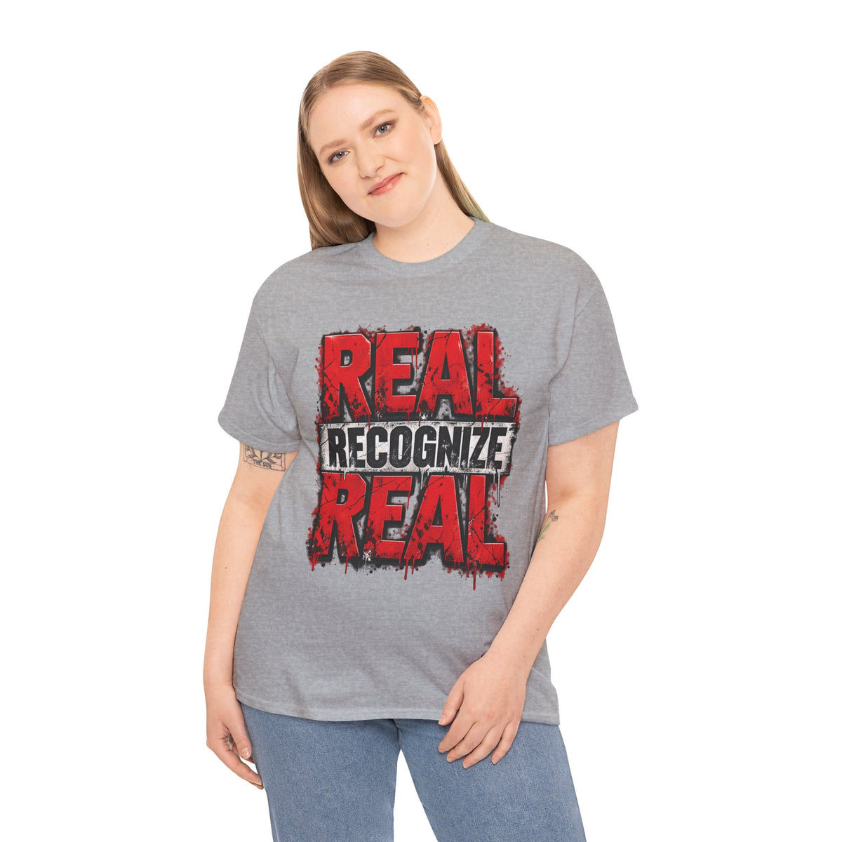 Real Recognize Real Tee | Bold Distressed Red Typography