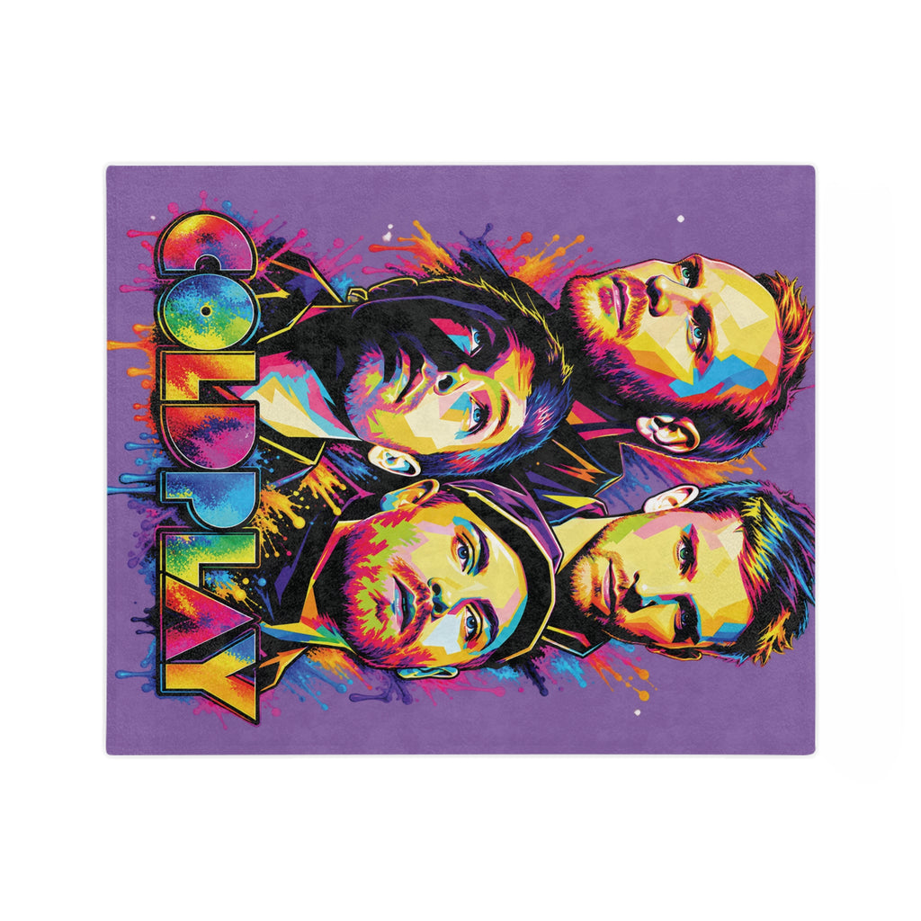 Coldplay band portrait Velveteen blanket | colorful pop art music throw