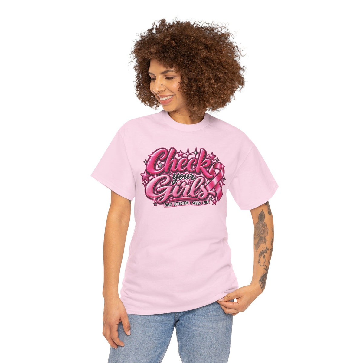 Check Your Girls tee | Breast Cancer Awareness shirt, pink ribbon design