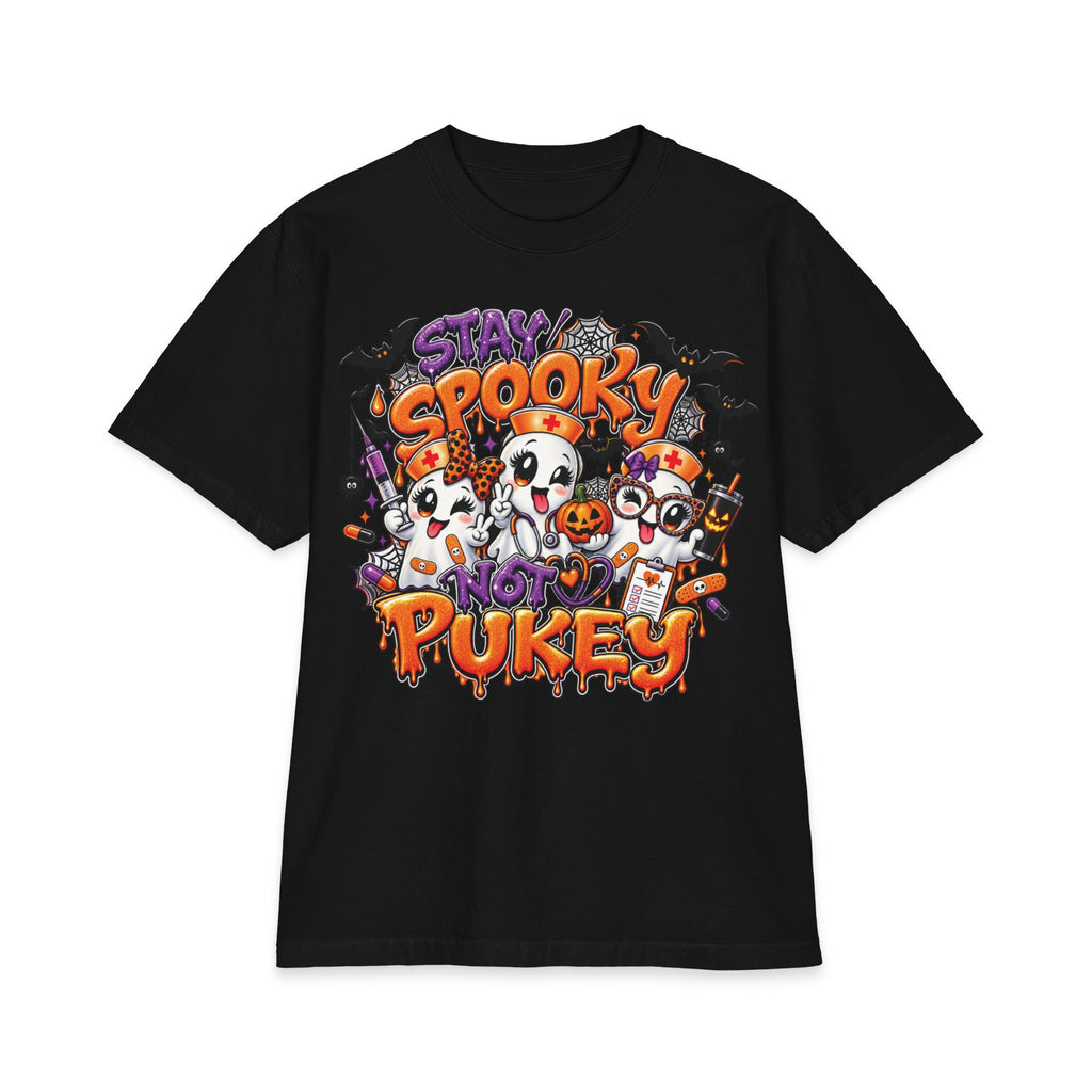 Stay Spooky Not Pukey Nurse T-Shirt | Halloween Ghosts, Candy, Bats