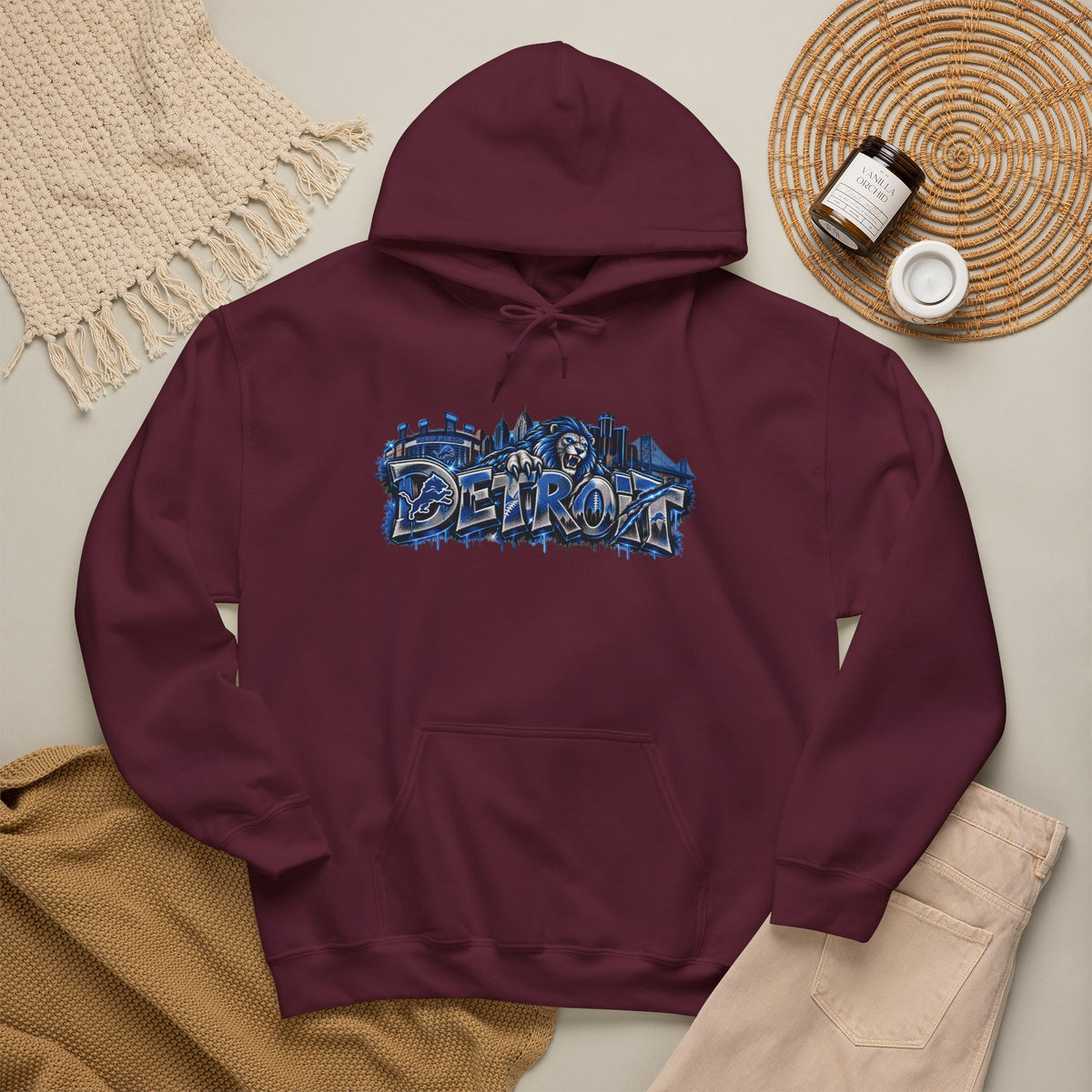 Detroit Graffiti Style Hoodie | City Skyline Street Art Pullover