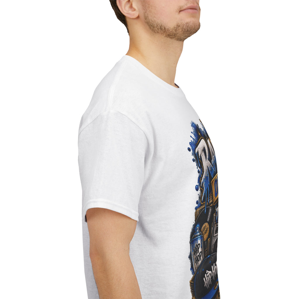 Raised On Old School Hip Hop T-Shirt | Retro Boombox Sneakers Crown Design