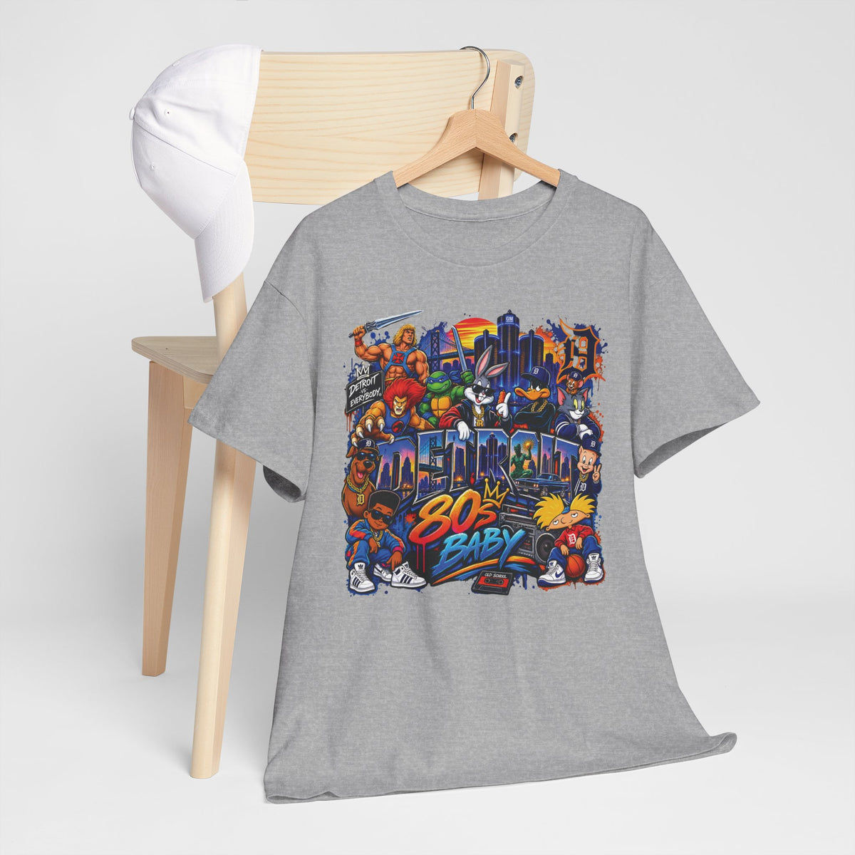 Retro 80s Baby Graphic Tee | Neon Cityscape, Vintage Arcade Characters