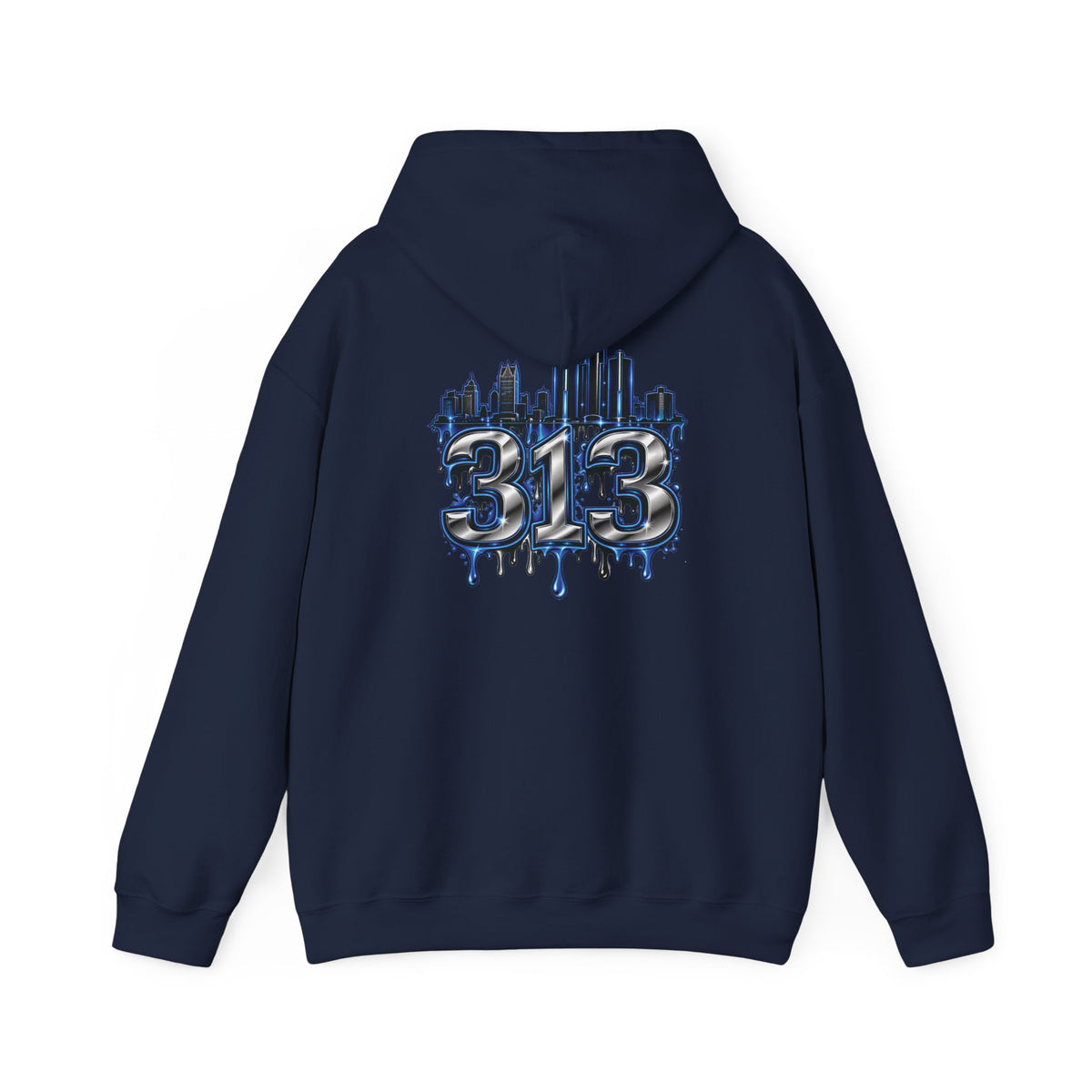 Detroit 313 Skyline Hoodie | Dripping Graffiti City Football Design