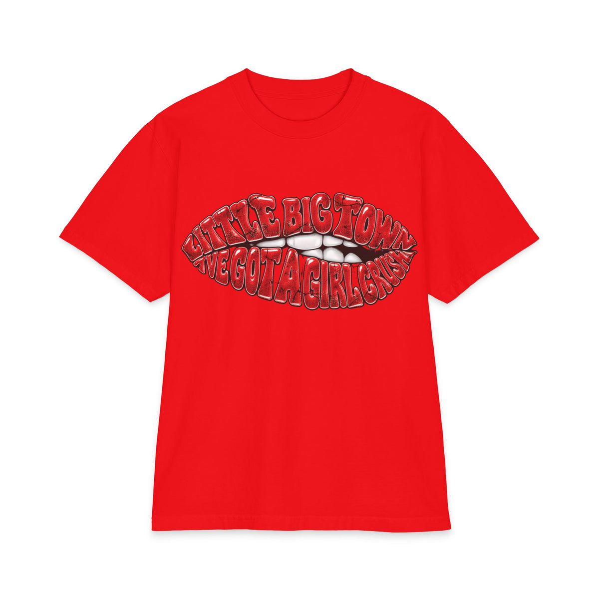 Big Little Town Lips Graphic T-Shirt | Retro Red Lip Art