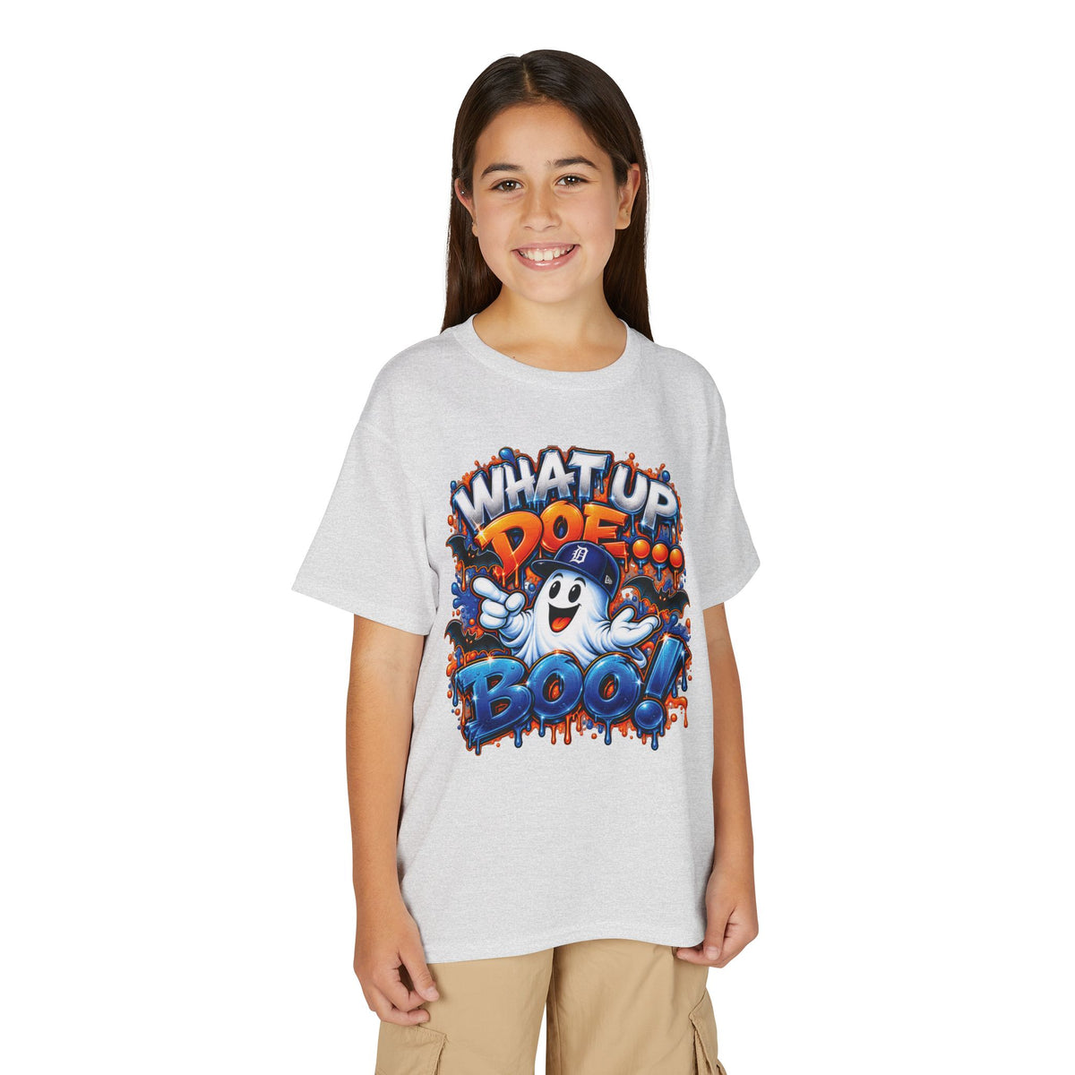 Det What Up Doe Boo! Ghost Graphic T-Shirt | Halloween Kids Tee