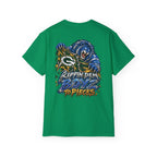 Detroit and Green Bay Rivalry Graphic Tee | Lion Ripping Green Bay Logo Back