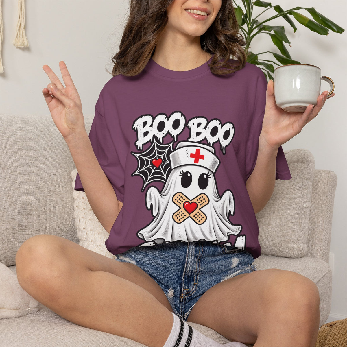Boo Boo Crew Nurse Ghost T-shirt | Halloween Cute Spooky Candy Heart