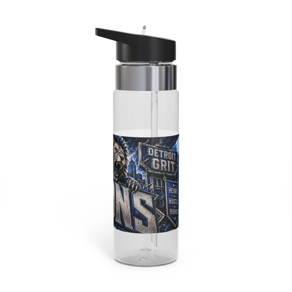 Lion Detroit Pride sport bottle | Clear Tritan water bottle, battle graphic