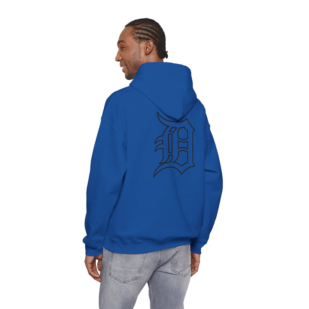 Detroit Basketball Graphic Hoodie | Vintage City Sports Logo, Front Collage Art