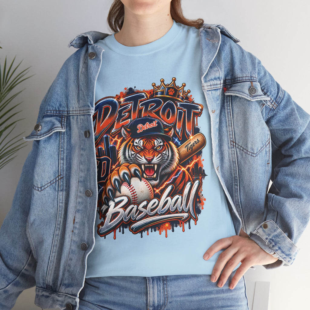 Detroit Tigers Tiger Baseball Tee | Vintage Mascot Detroit Baseball Shirt