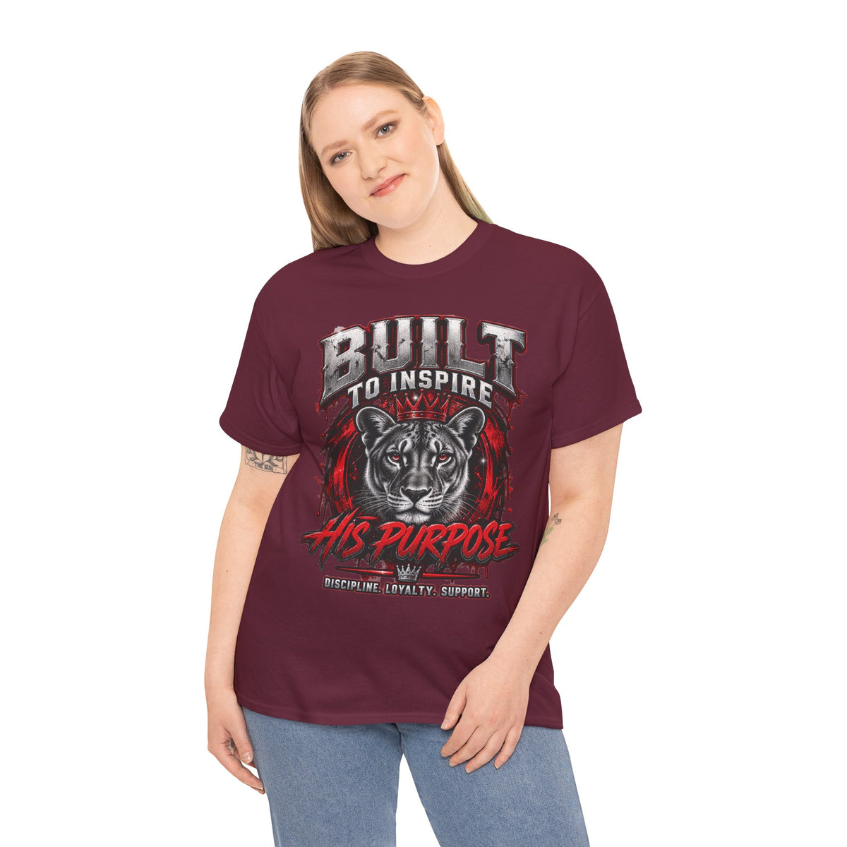 Built to Inspire His Purpose Couples Tiger Graphic T-Shirt
