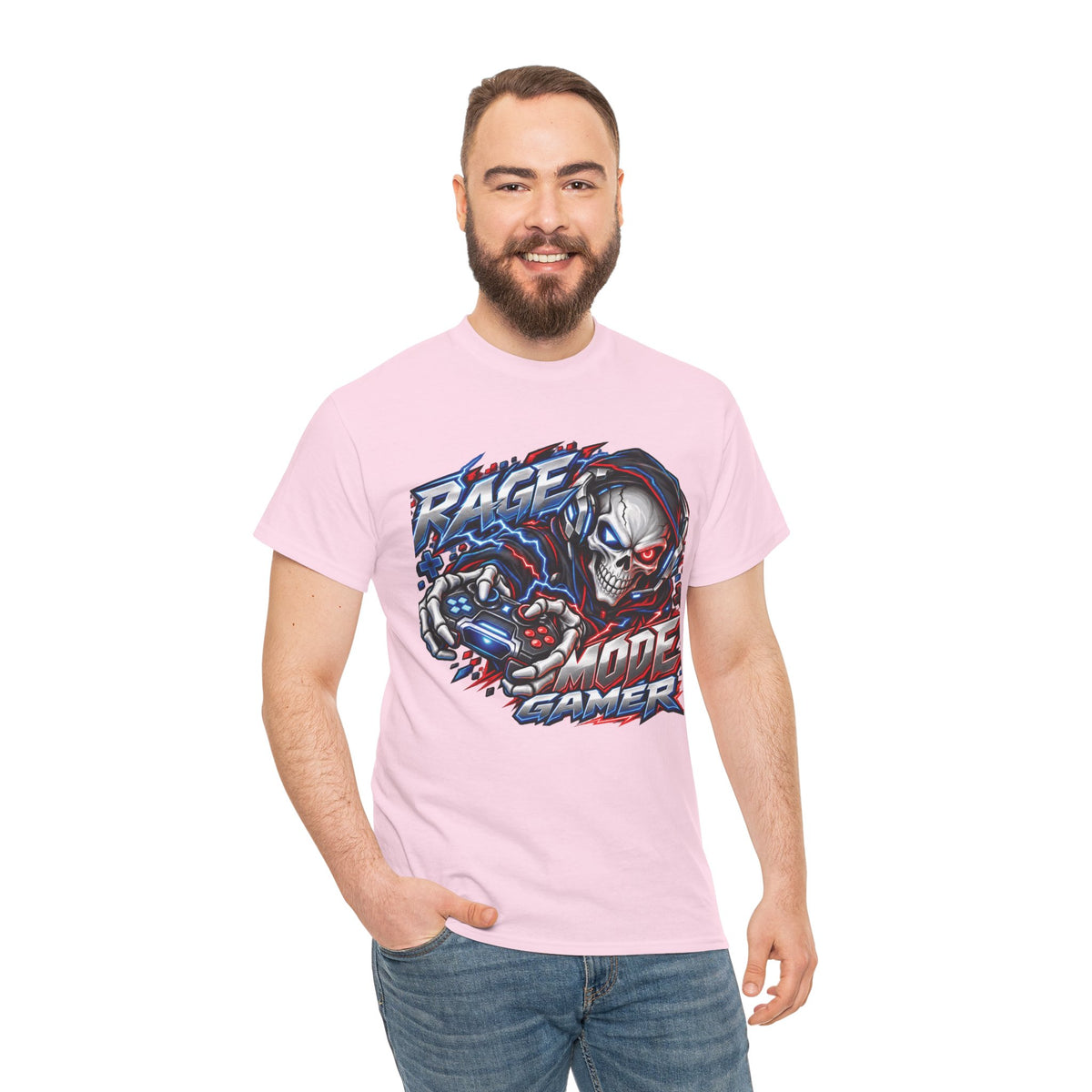 Rage Mode Gamer Skull Graphic T-Shirt