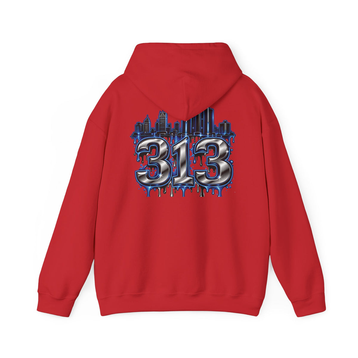 Detroit 313 Drip Skyline Hoodie | Graffiti Letter B Chest Design
