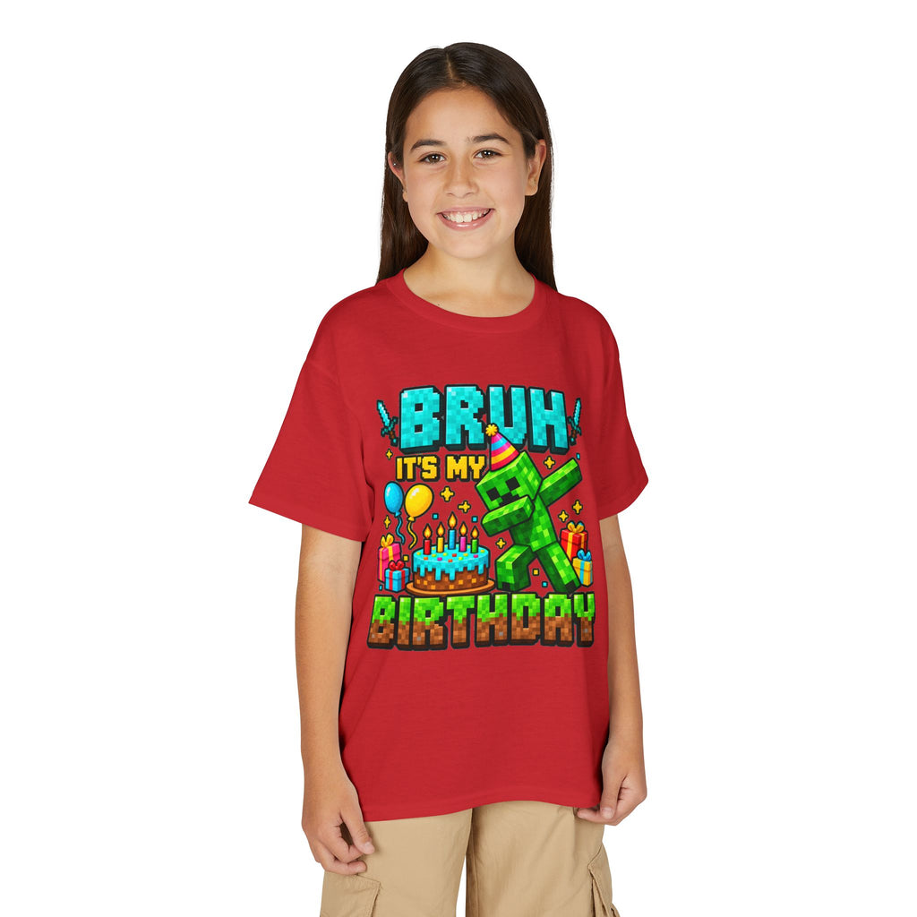 Bruh It’s My Birthday Youth T-Shirt – Pixel Gaming Birthday Shirt