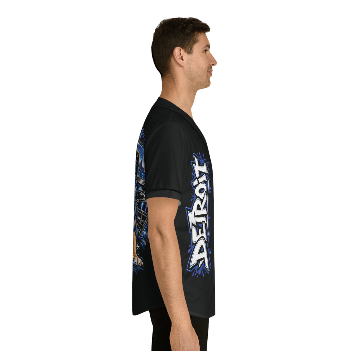 Detroit Football Lion Graphic Baseball Jersey | Detroit Pride