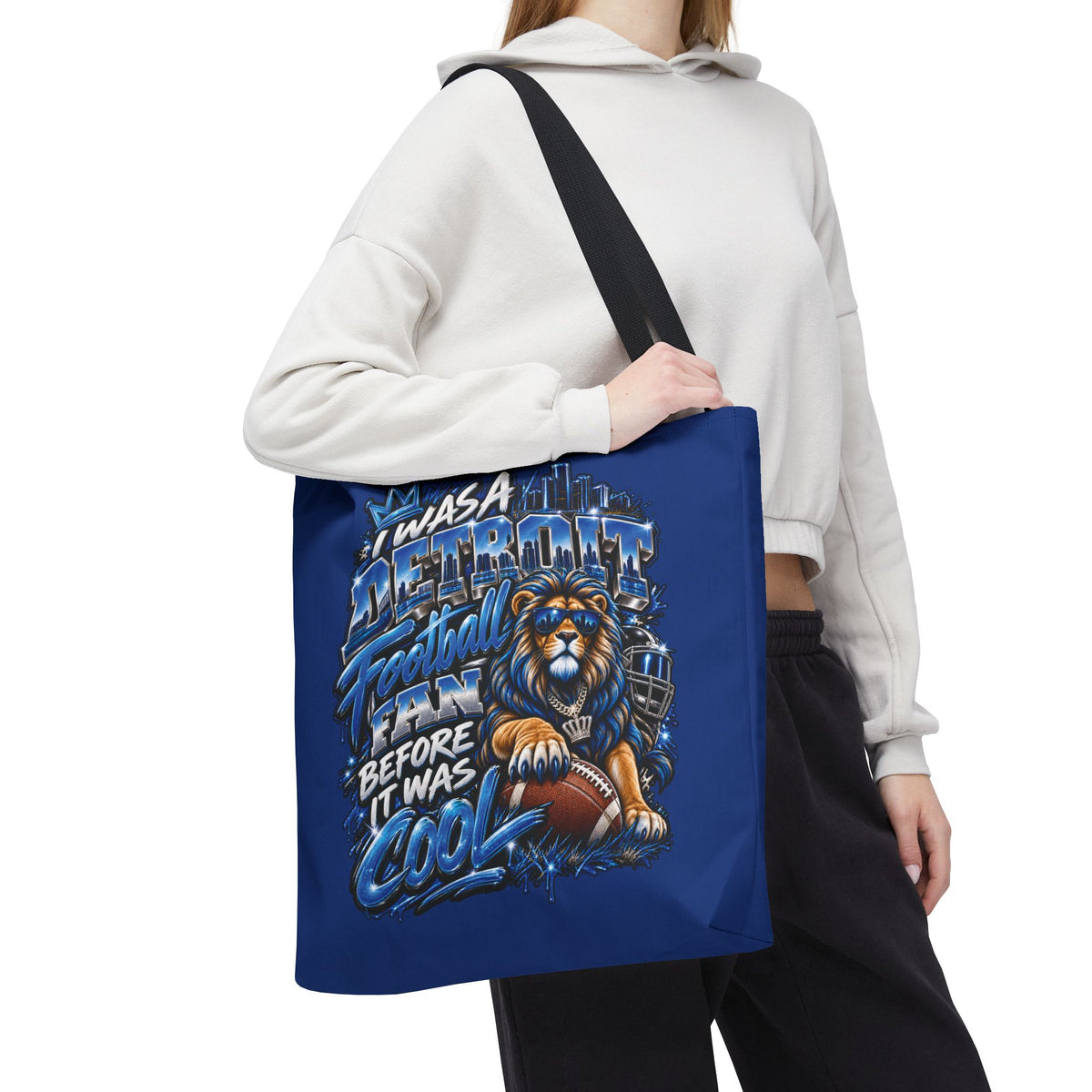 Detroit Football Fan Lion Tote Bag | Vintage City Pride