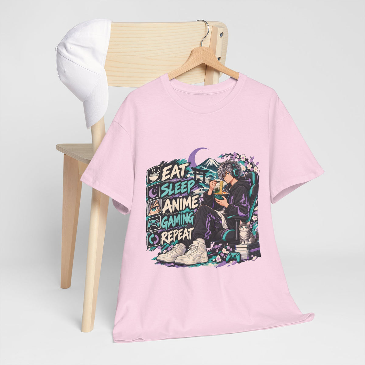 Eat Sleep Anime Gaming Repeat Video Game Graphic T-Shirt