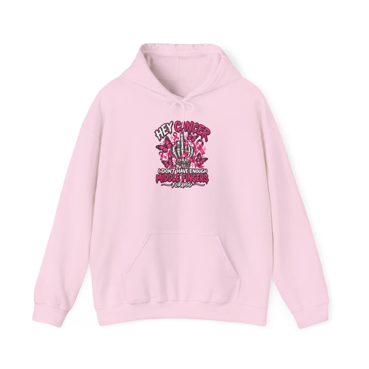 Hey Cancer Skull and Roses Hoodie | Cancer Awareness, Pink Ribbon Design