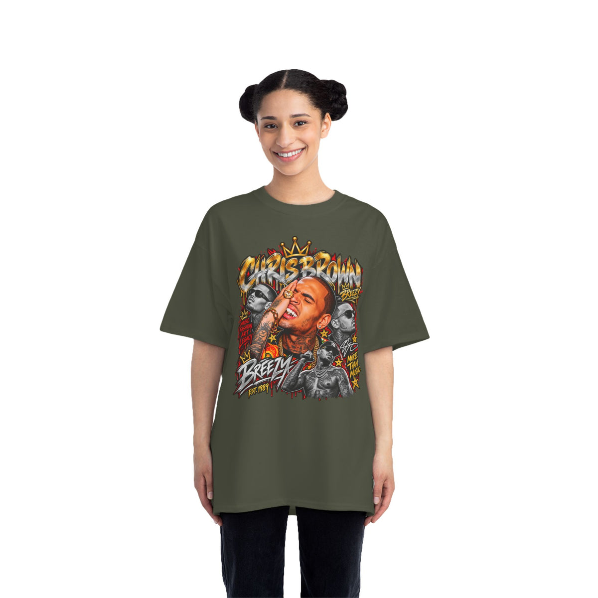Chris Brown Portrait Graphic T-Shirt | Urban Hip Hop Music Tee