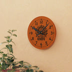 She got a knife acrylic wall clock | Halloween horror decor, orange skull design