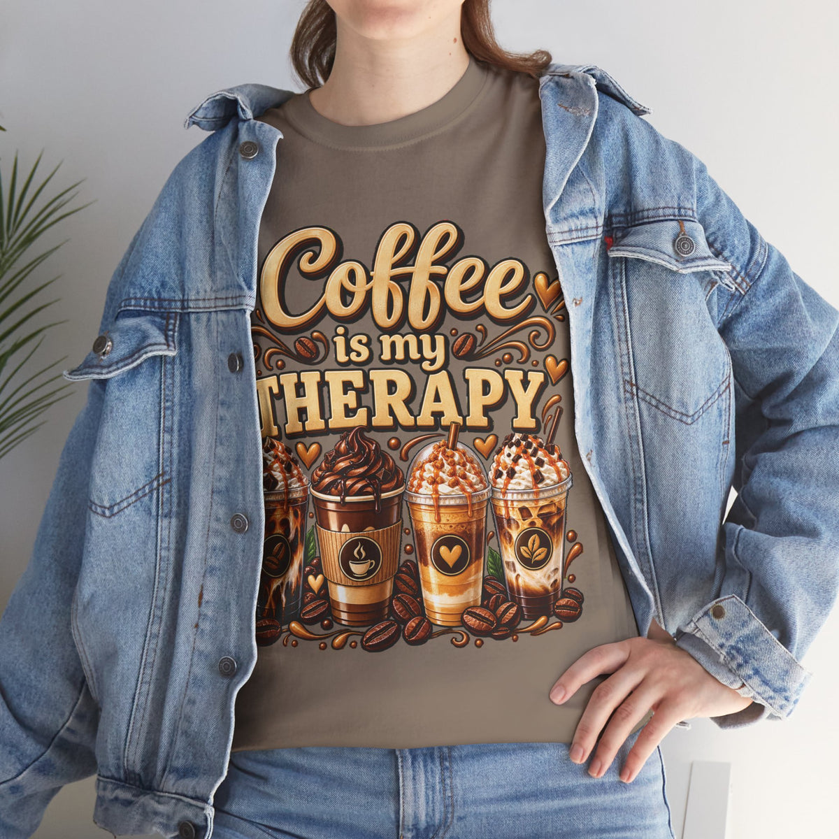Coffee Is My Therapy T-Shirt | Coffee Cups Illustration, Cozy Beverage Tee