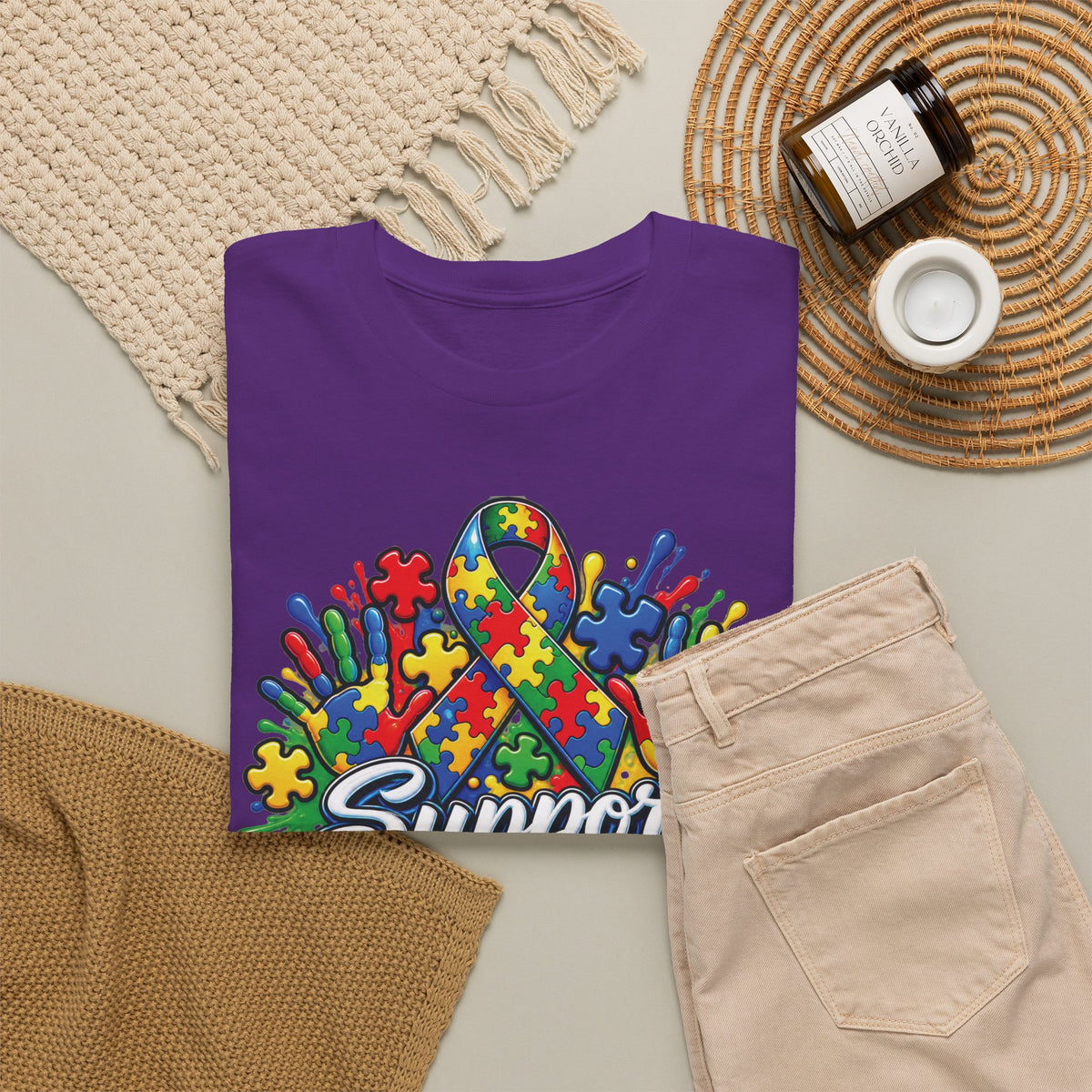Support Squad T-Shirt | Autism Awareness Ribbon, Puzzle Heart Design