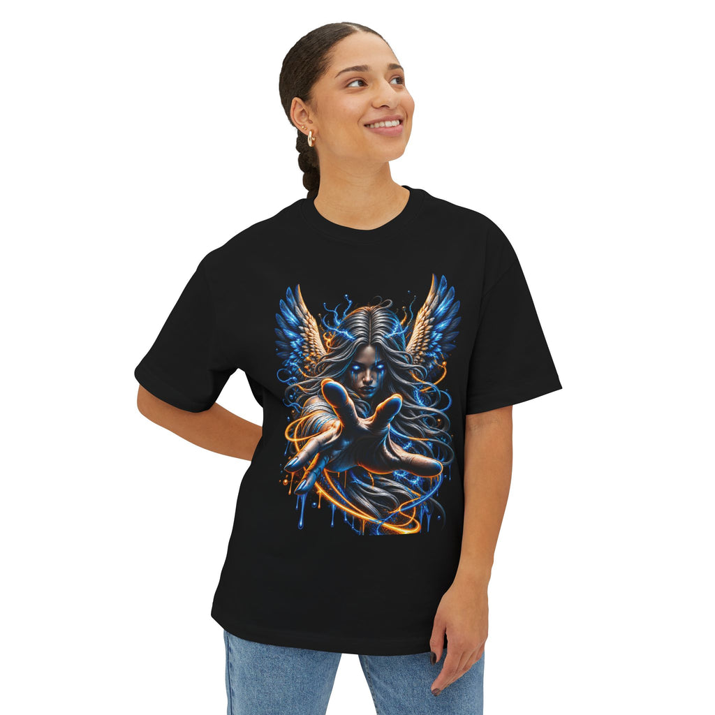 Dark Angel Illustration Tee | Winged Woman Graphic Shirt