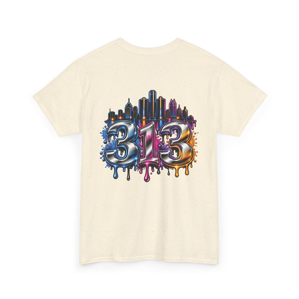 Detroit Script Tee | 313 Drip Skyline T-Shirt
