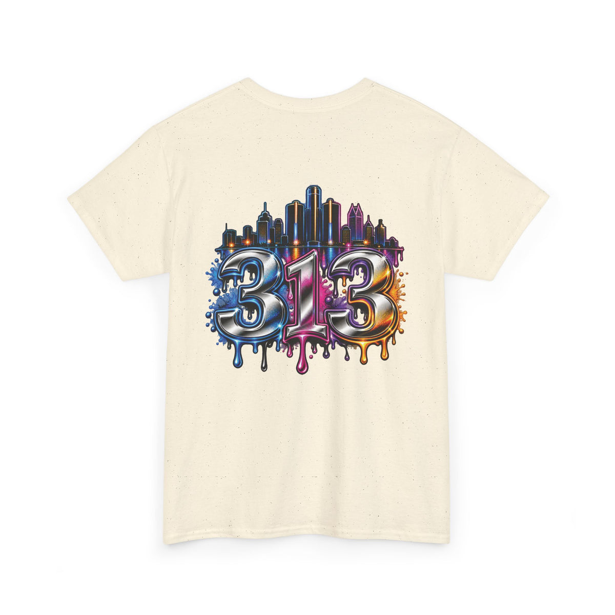 Detroit Script Tee | 313 Drip Skyline T-Shirt