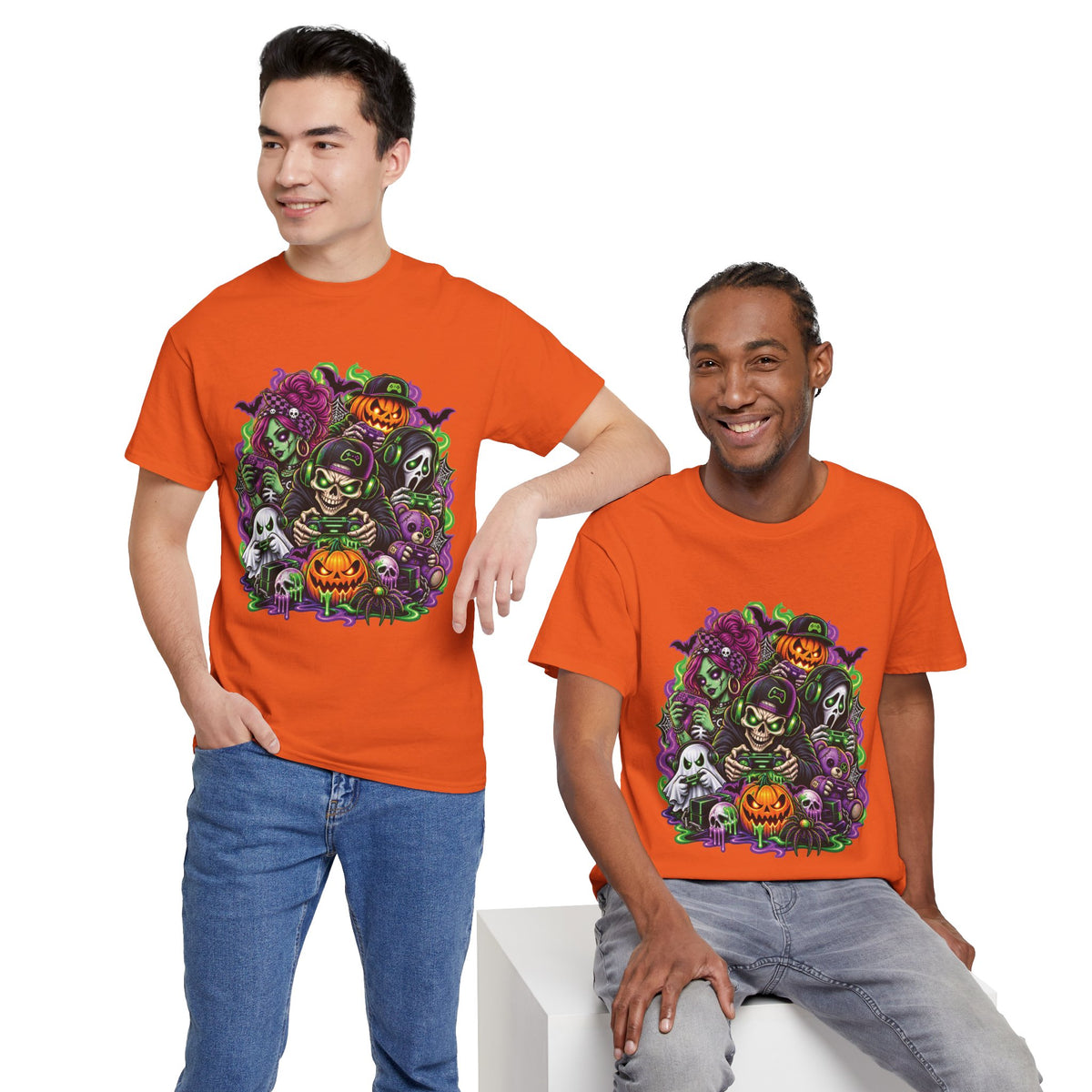 Spooky Halloween Monsters T-Shirt | Pumpkin, Ghost, Witch, Skeleton