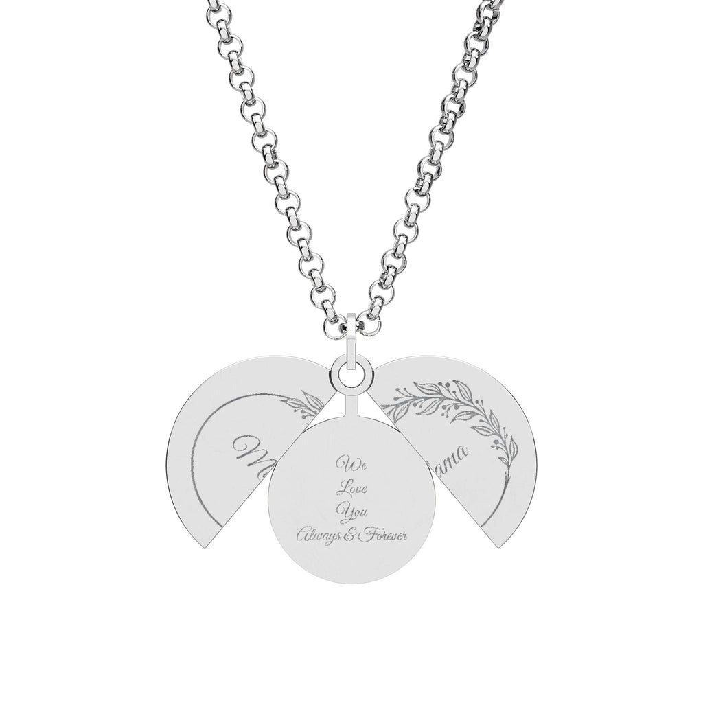 Mama We Love You Hidden Message Circle Necklace, Customizable Engraved Secret Pendant