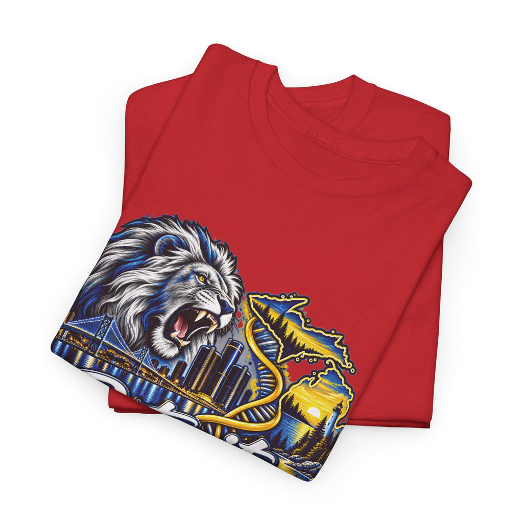 Detroit Michigan Lion Cityscape Graphic T-Shirt