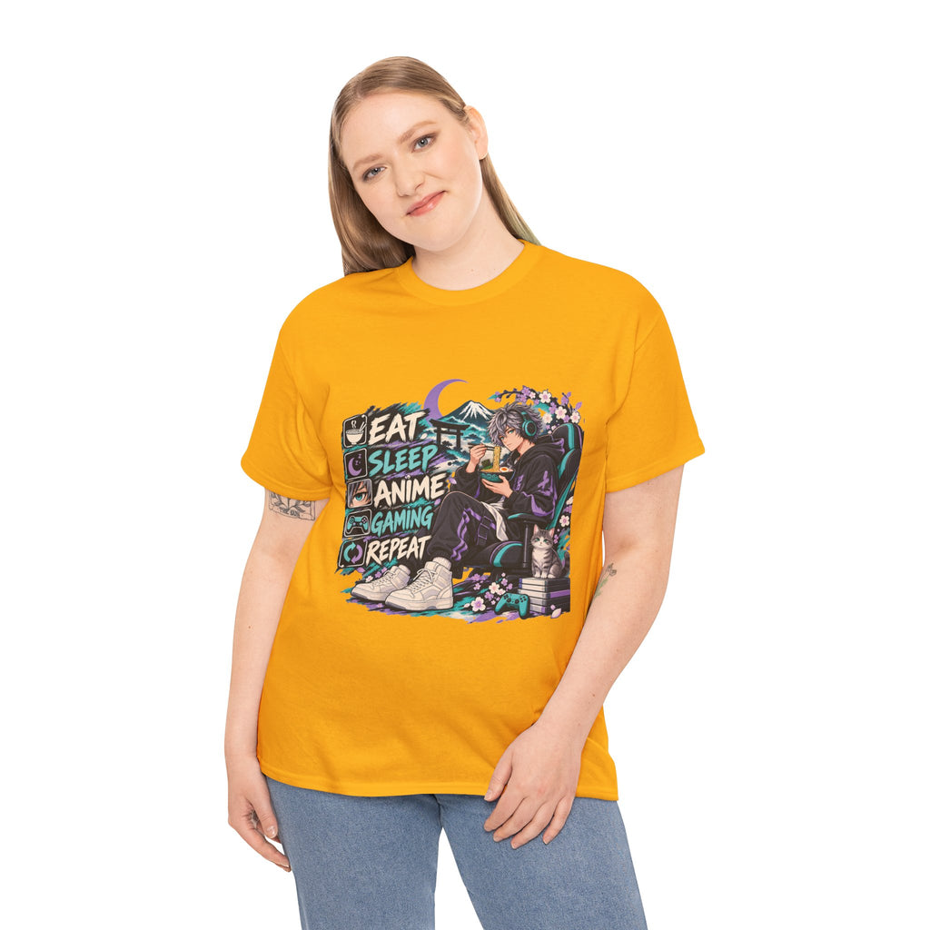 Eat Sleep Anime Gaming Repeat Video Game Graphic T-Shirt