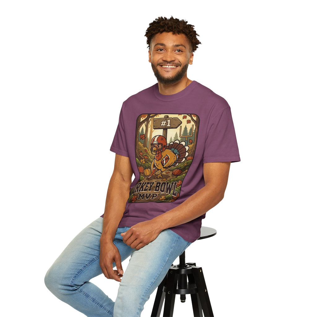 Turkey Bowl MVP T-Shirt | Thanksgiving Football Turkey Illustration