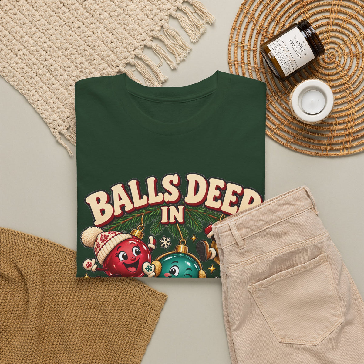 Balls Deep in Christmas Spirit Graphic Tee