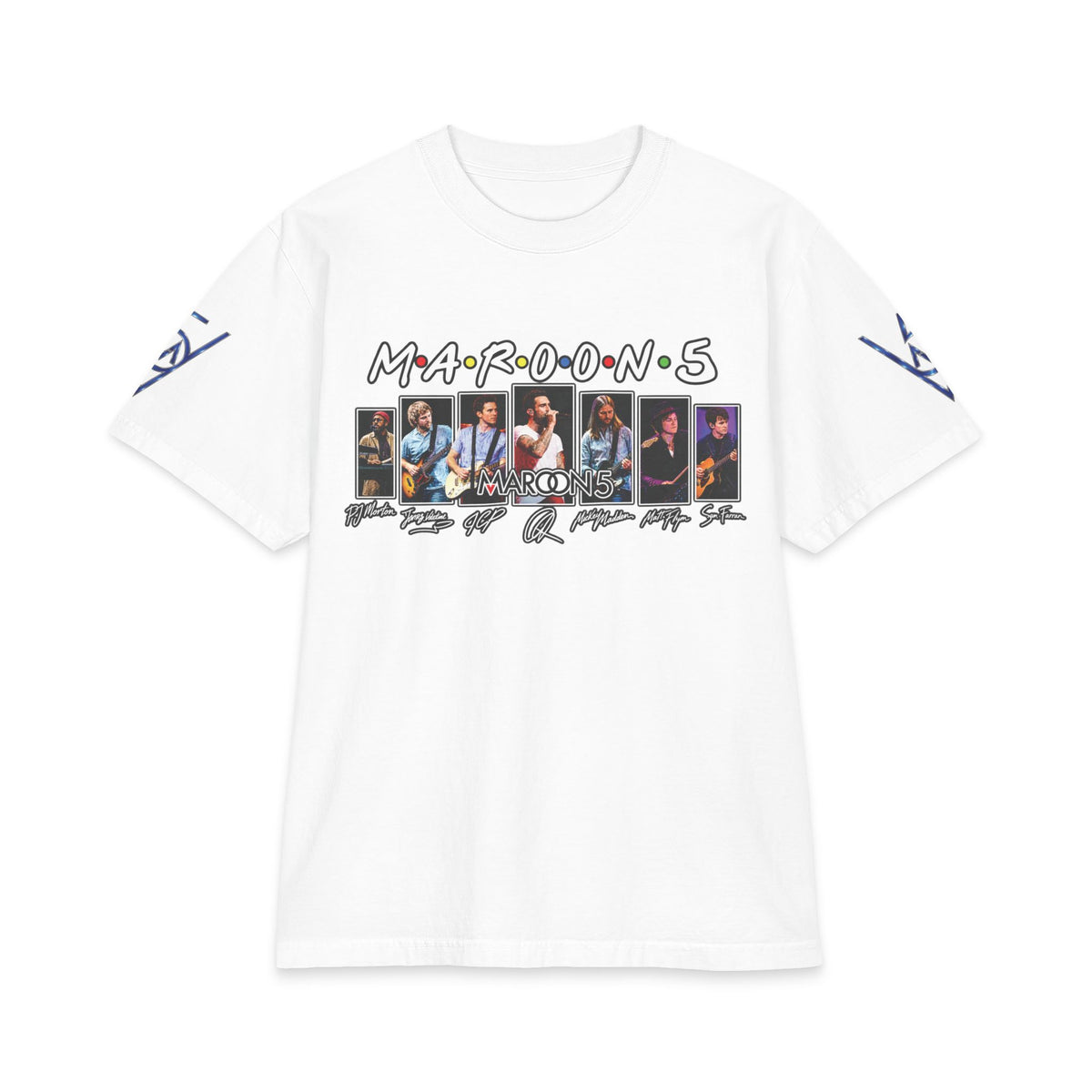 Maroon 5 band photo collage T-Shirt | Tour style sleeve logo