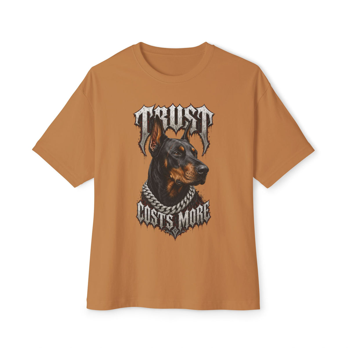 Trust Costs More Doberman Tee | Doberman Portrait, Gothic Text