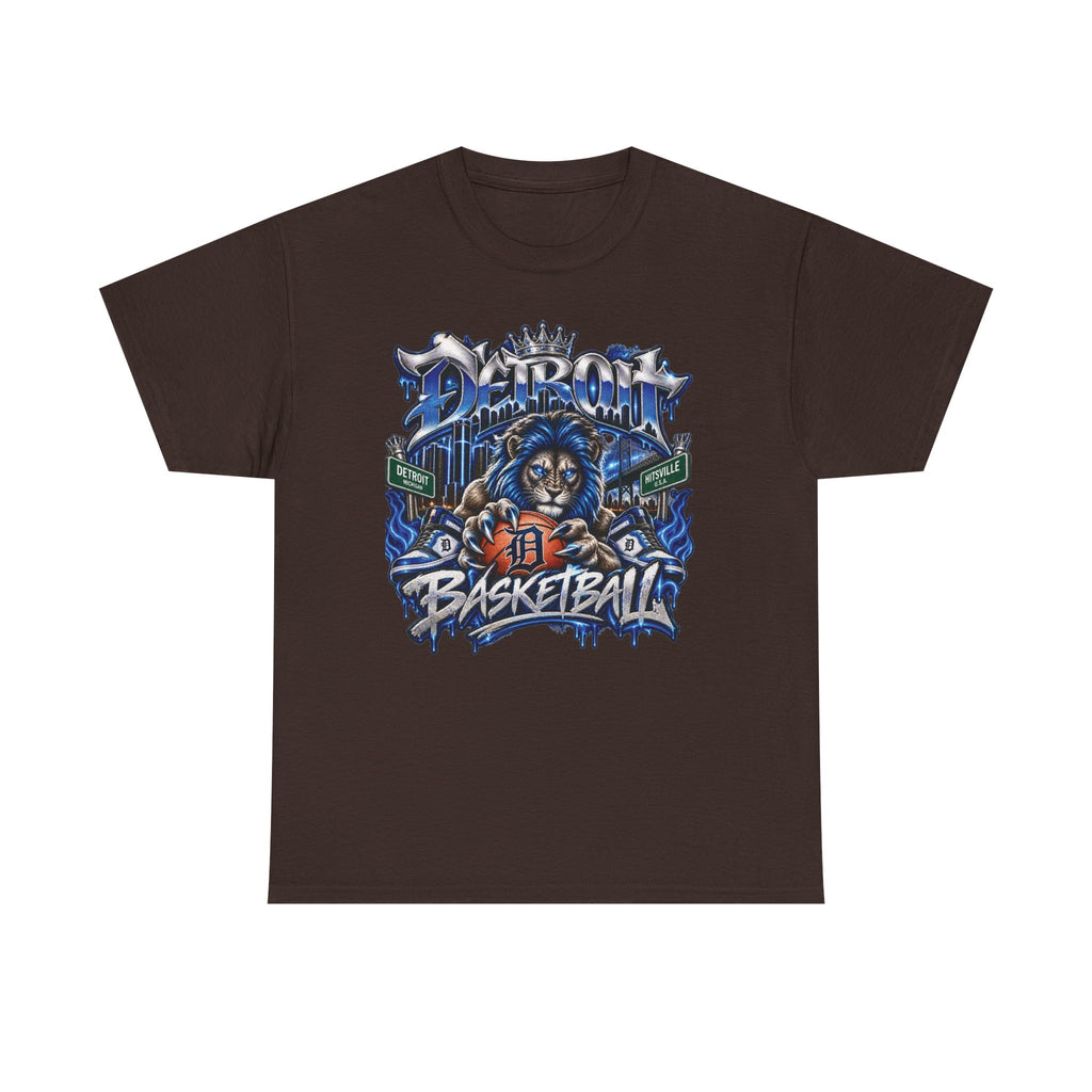 Detroit Basketball Lion Graphic Tee | City Streetball Detroit D Logo