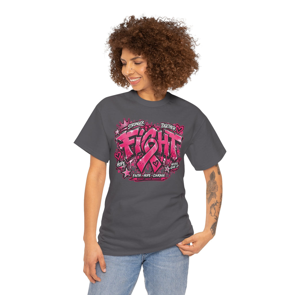 Fight Pink Ribbon T-Shirt | Breast Cancer Awareness, Graffiti Heart Design