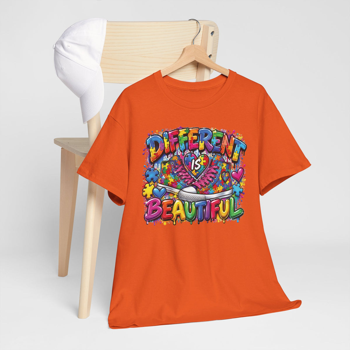 Autism Different Is Beautiful T-Shirt | Colorful Rainbow Graffiti Design