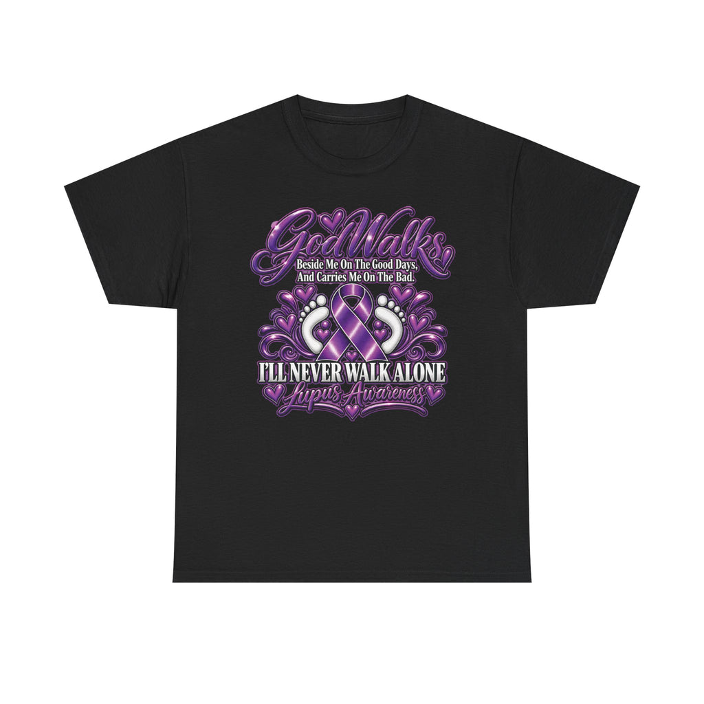 Never Walk Alone Lupus Ribbon Tee | Purple Awareness Ribbon, Support Shirt