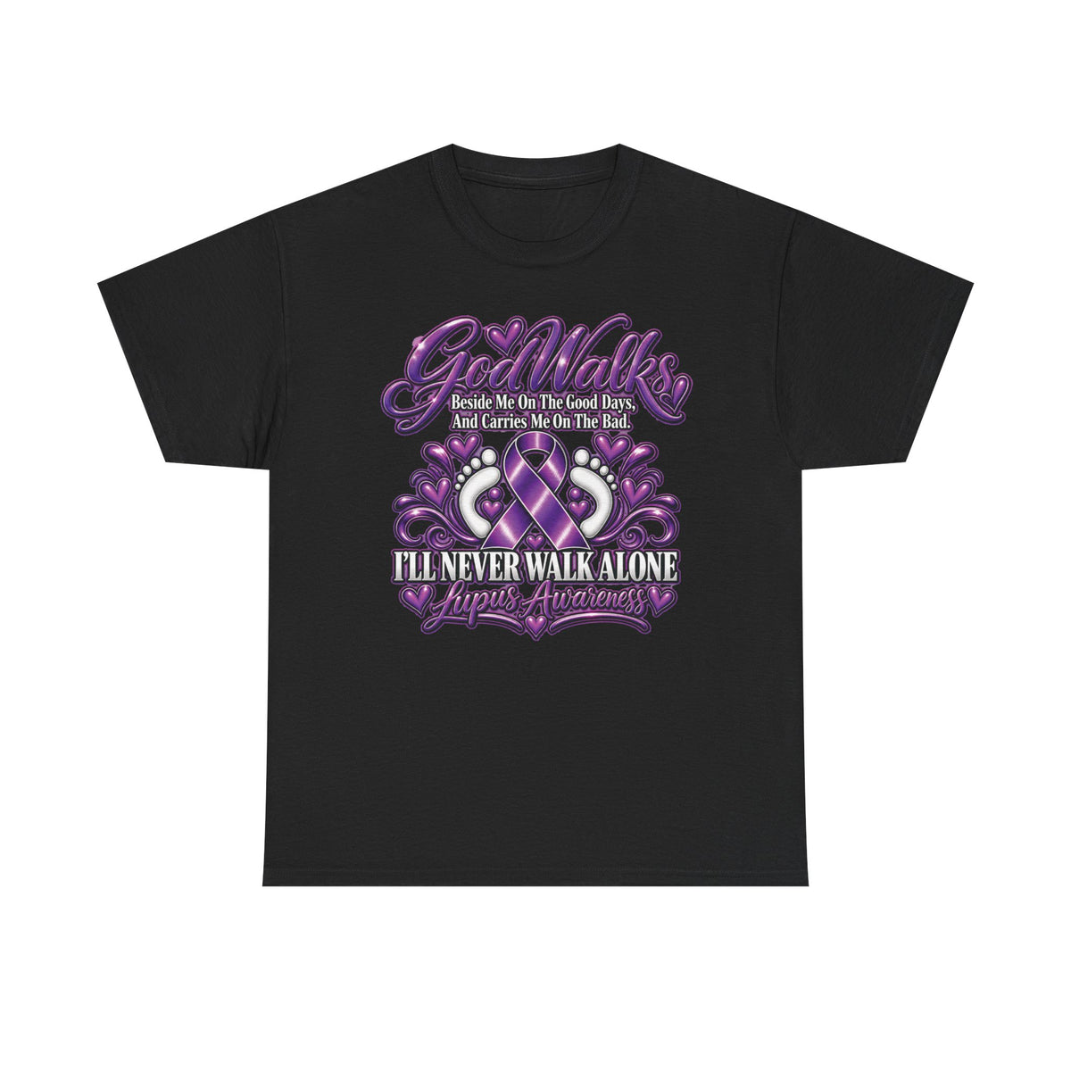 Never Walk Alone Lupus Ribbon Tee | Purple Awareness Ribbon, Support Shirt