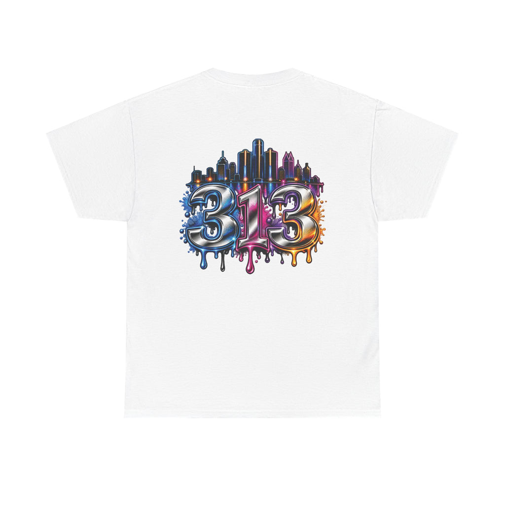 Detroit Script Tee | 313 Drip Skyline T-Shirt