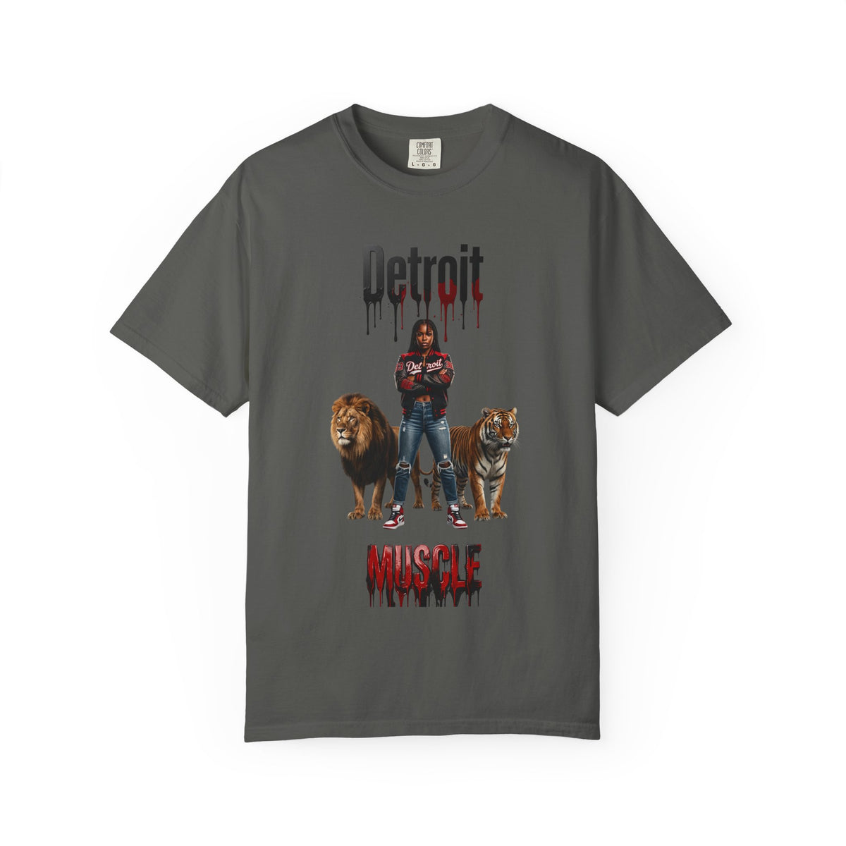 Detroit Muscle T-shirt | Lion and Tiger Graphic