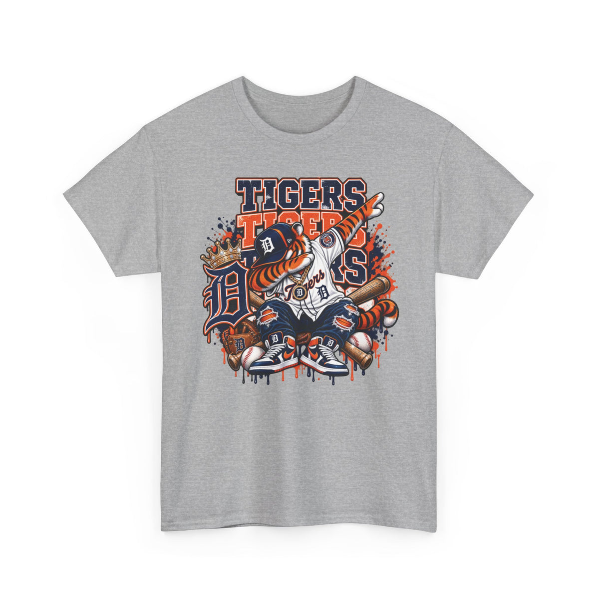 Detroit Tigers Mascot Baseball Tee | Vintage Tiger Batter Design